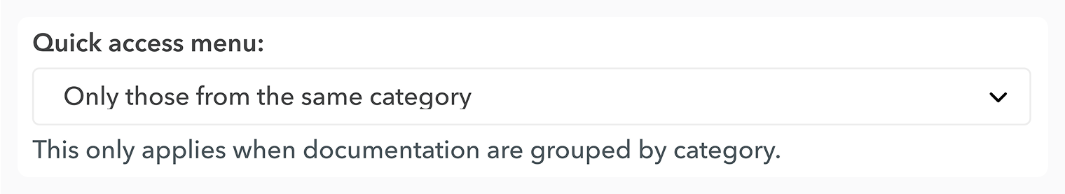 Doc quick access menu filtering option